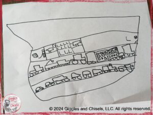 A drawing of a ferry, made by a 6 year old child