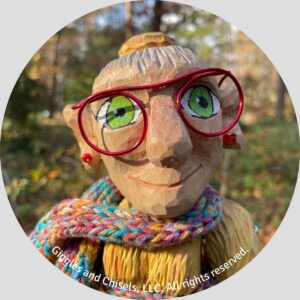 A picture of Mme Rigolotte, a wooden puppet
