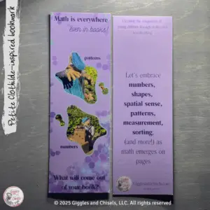 Purple bookmark, inspired by our wooden puppets.