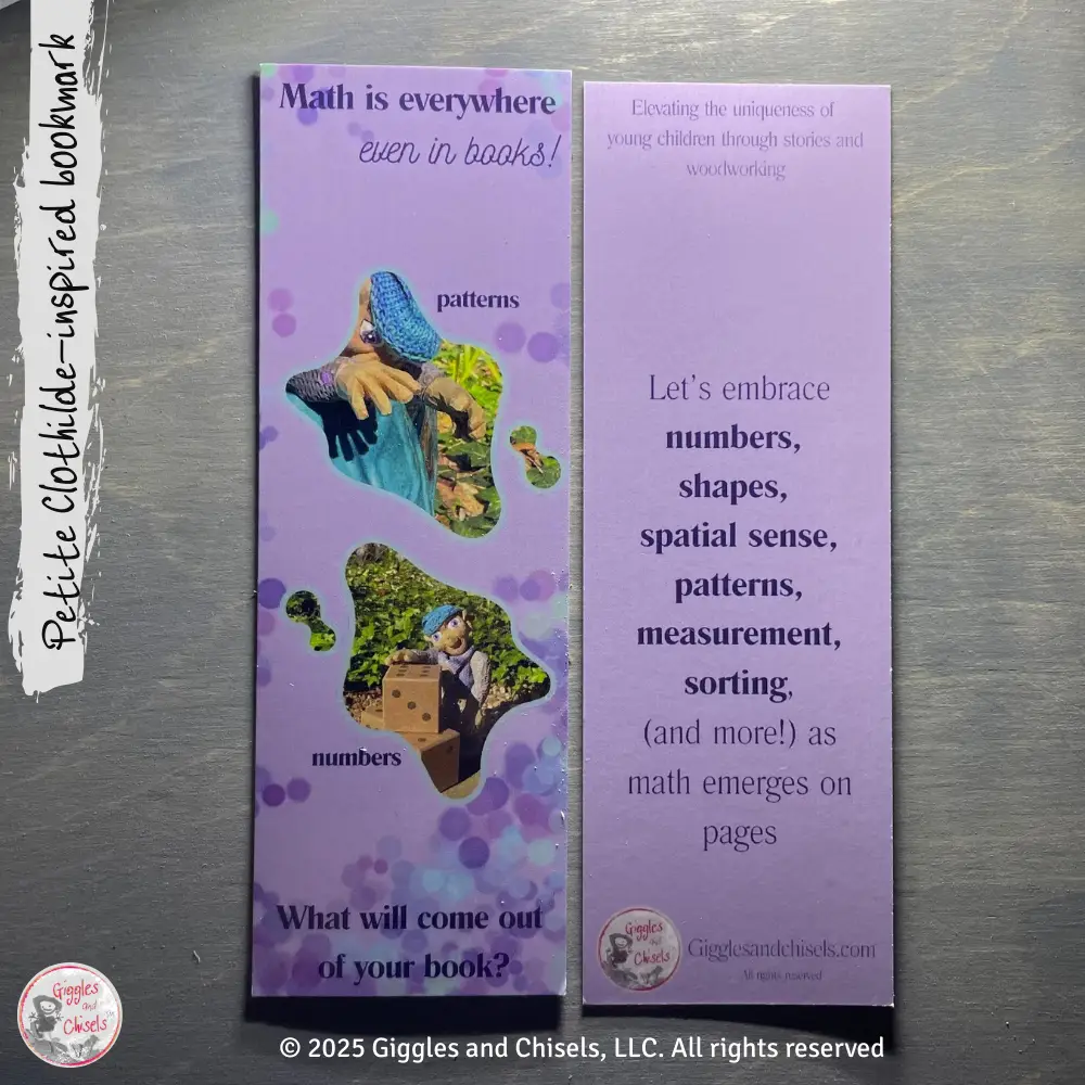 Purple bookmark, inspired by our wooden puppets.