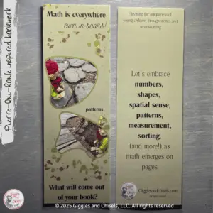 Green bookmark, inspired by our wooden puppets.