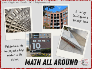 A collage of pictures with patterns, shapes, and numerals