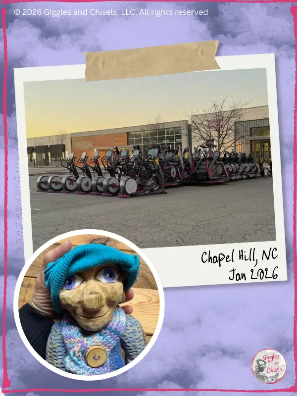 A picture of stationary bikes on a parking lot