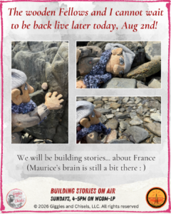A collage of pictures of Maurice, a wooden Fellows on a beach